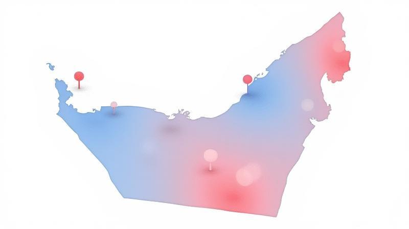 UAE map highlighting mobile network coverage areas