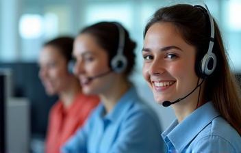 Customer service agents assisting clients